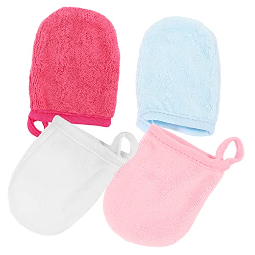 Warmhm 4stücke Wiederverwendbare Gesichtsreinigungs-handschuhe Waschbare Makeup Entferner Für Gesichtsreinigung Hypoallergen Hautfreundlich Praktisch Für Tägliche Pflege von Warmhm