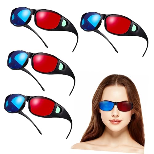 Warmhm 5 Stück Anaglyph Brillen Rot blau für Heimvorführung Filme und Spiele Leichte Kunststoffbrillen mit Klarem Komfortabel Batterie für Familien und Gruppen von Warmhm