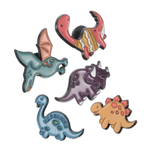 Warmhm 5 Stück Dinosaurier Emaille Anstecknadeln Süße Kawaii Broschen für Jacken Rucksäcke und Taschen Farbige Tierpins für Kinder und Erwachsene von Warmhm