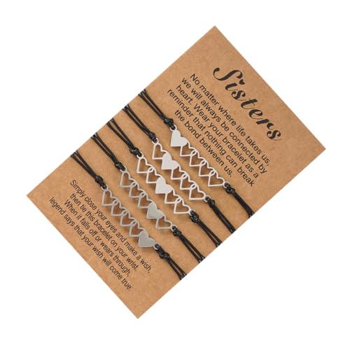 Warmhm 5 Stück Herzarmband Set für Damen Teiliges Verstellbares Edelstahlarmband im Herzen Design für Freundschaft Partner und Besondere Anlässe und Langlebig von Warmhm