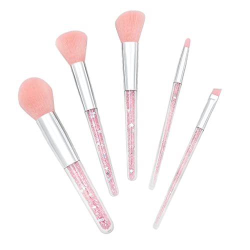 Warmhm 5 Stück Make Up Pinselset für Flüssige Foundation Puder und Augenbrauen Professioneller Kosmetikpinsel für Damen Transparenten Griff für Tägliches und Professionelles Make Up von Warmhm