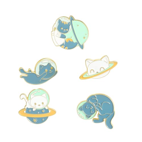 Warmhm 5 Stücke Cartoon Broschen Legierung Brust Broschen Katzenabzeichen Kleidung Accessoires Zufällige von Warmhm