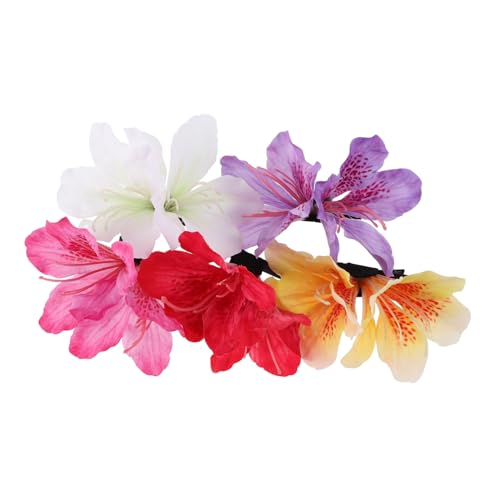 Warmhm 5 Stück Teiliges Boho Blumen Haarklammer für Frauen Haarschmuck für Hochzeiten Partys und Fotoshootings Realistische Hanfu und Urlaubsaccessoires Beige Gelb Rosa Helllila von Warmhm