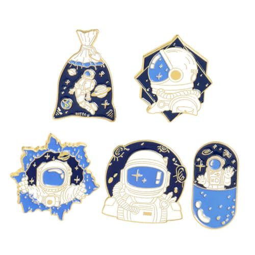 Warmhm 5 Stück Cartoon Astronaut Broschen Legierung Kreative Anstecker für Kleidung und Rucksack Dekorative Brustnadel für Kinder und Erwachsene von Warmhm