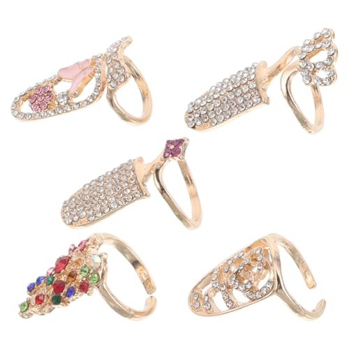 Warmhm 5 Stück Teiliges Fingernagelring Verstellbarem Offenem Design Modische Damen nagelringe mit Eleganten Strasssteinen und Künstlerischem Hohlem Schmetterlingsmuster Einzigartiger von Warmhm