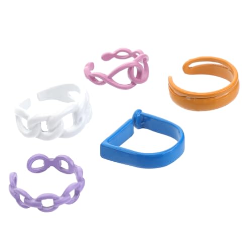 Warmhm 5 Stück Geometrische Offene Ringe Legierung für Frauen Kreative Fingerringe Deko Schmuck für von Warmhm