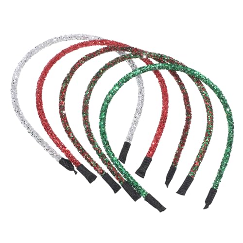 Warmhm 5 Stück Teiliges Glitzer Haarbänder für Damen Weihnachts Themen Stirnbänder Party Deko für Festlichkeiten und Kostüme von Warmhm