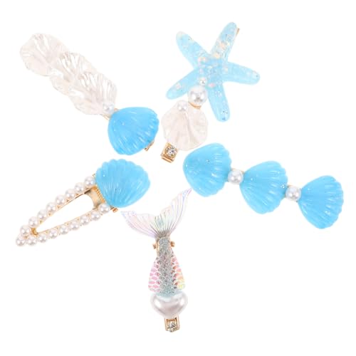 Warmhm 5 Stück Teiliges Haarklammer Muschel Seesternmotiv Sommerliche Entenbillschere für Damen Vielseitig Einsetzbar für Strandpartys und Stilvolle Frisuren Sicherer Halt bei Wind von Warmhm