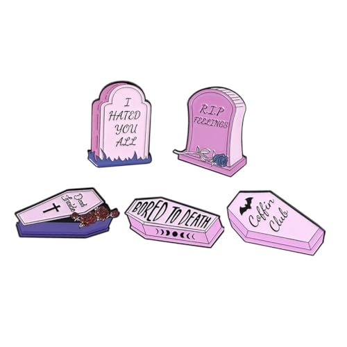 Warmhm 5 Stück Teiliges Kreative Grabstein Broschen für Damen Gothic Anstecker für Kleidung Taschen und Hüte für Valentinstag Geburtstagsfeiern und Besondere Anlässe von Warmhm