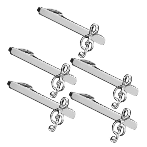 Warmhm 5 Stück Teiliges Musiknoten Krawattenklammern für Herren aus Metall mit Starkem Halt Elegantes Hemd Krawattenzubehör für Business Formelle und Anlässe von Warmhm