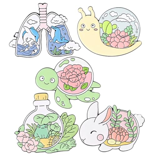 Warmhm 5 Stück Teiliges Niedliche Tier Blumenbroschen Grüne Schnecken anstecknadeln für Damen Mädchen und Teens Modische Pins für Kleidung Rucksäcke Taschen und Hüte Vielseitige von Warmhm