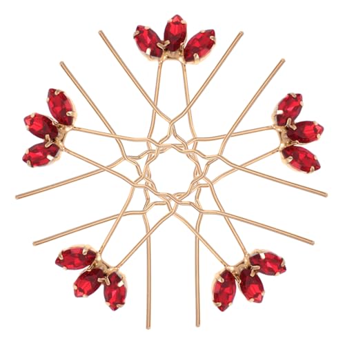 Warmhm 5 Stück Teiliges U Förmiges Haarnadel mit Burgunderroten Strasssteinen Haarschmuck für Frauen Hochzeit Haarnadeln Langlebige Zinklegierung Eleganter Brautschmuck für Dickes Haar von Warmhm