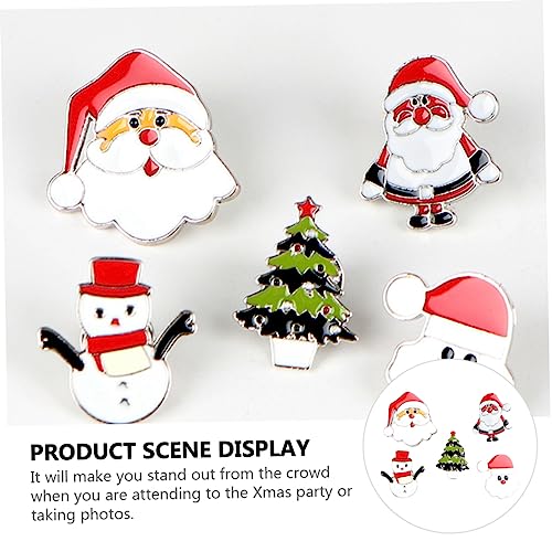 Warmhm 5 Stück Weihnachtliche Broschen Teilig aus Niedliche Weihnachtsmann Motive Designte Anstecknadeln mit Electroplating Tröpfchen Öl Finish Langlebige Festliche Dekoration für von Warmhm