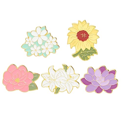 Warmhm 5 Stücke Sonnenblumen Broschen Satz Broschen Legierung Stilvolle Corsage Anstecknadel für Schmuck für Hochzeiten Partys und Geschenkideen von Warmhm