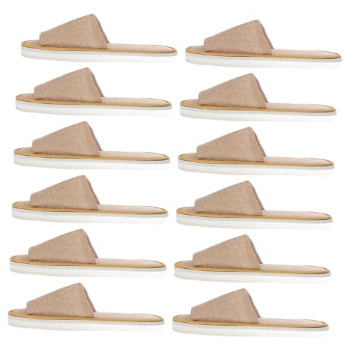 Warmhm 6 Paare Einweg Hotel Hausschuhe aus Atmungsaktivem Leinen mit Rutschfester Sohle Dicke Portable Gäste Slipper für Indoor Spa Sauna Reise Angenehm und Hygienisch von Warmhm