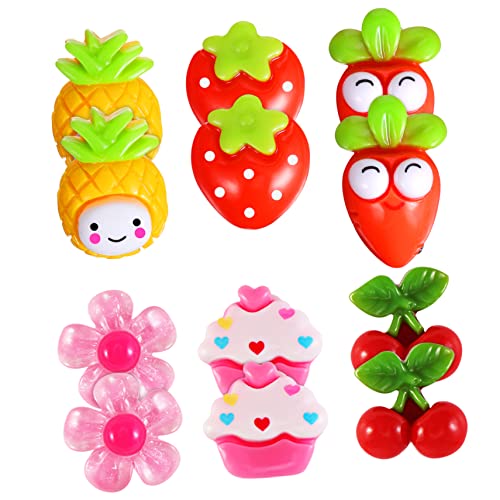 Warmhm 6 Paare Ohrclips Lustige Clip Ohrringe für Mädchen Verschiedene Designs Erdbeere Kirsche Ananas Blume Eiscreme Karotte Hypoallergen und Schmerzfrei für Junge Mädchen Schmuck von Warmhm
