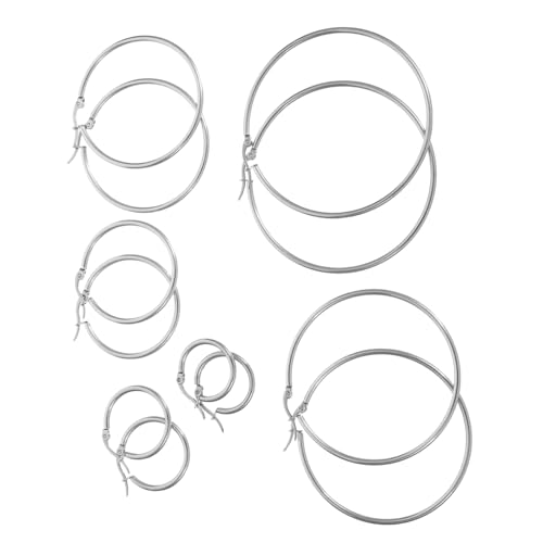 Warmhm 6 Paare Runde Ohrclips Ohrschmuck Modische Kleine Hoop Ohrringe Für Teenager Mädchen Komfortable Verschluss Design Trendiger Rock Stil Verschiedene Alltag Und Club von Warmhm