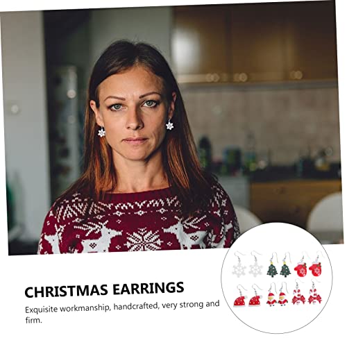 Warmhm 6 Paare Weihnachts Ohrringe mit Chic Ohrschmuck Kreative Resin Ohrclips Schneeflocken Weihnachtsmann Schleife Zuckerstange Tannenbaum Mütze und Handschuh Designs Hautfreundlich von Warmhm