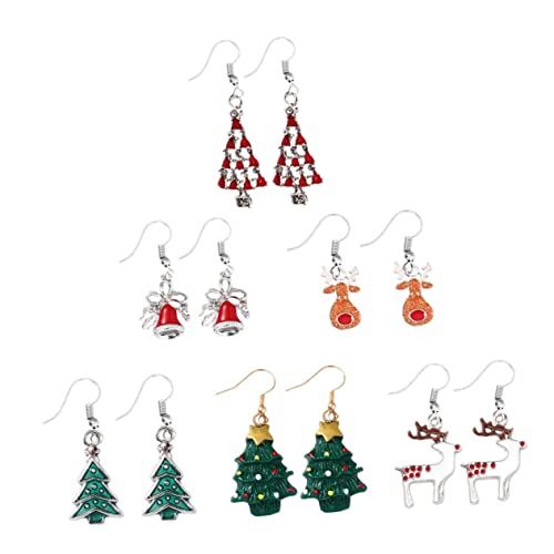 Warmhm 6 Paare Weihnachtsohrringe Leicht Festliches Design mit Weihnachtsbaum Schneeflocke Glocke Ohrhänger für Damen Weihnachten Party Warmhm 6 Paare Weihnachtsohrringe Leicht Festliches Design mit Weihnachtsbaum Schneeflocke Glocke Ohrhänger für Damen Weihnachten Party von Warmhm