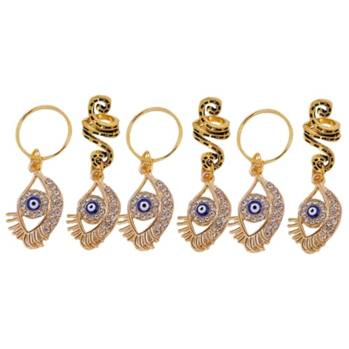 Warmhm 6 Stck. Teiliges Dreadlock Haarringe Schlangenform mit Evil Eye Anhängern Verstellbarer Haarschmuck für Zöpfe und Flechtfrisuren Modische Haarspiralen für Damen und Mädchen Warmhm 6 Stck. Teiliges Dreadlock Haarringe Schlangenform mit Evil Eye Anhängern Verstellbarer Haarschmuck für Zöpfe und Flechtfrisuren Modische Haarspiralen für Damen und Mädchen von Warmhm