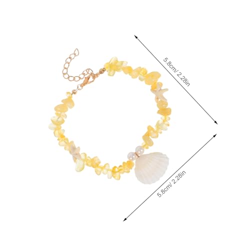 Warmhm 6 Stück Boho Fußkettchen mit Muscheln und Natursteinperlen Handgefertigt Verstellbar für Damen Strand Sommer Schmuck Legeren Look von Warmhm