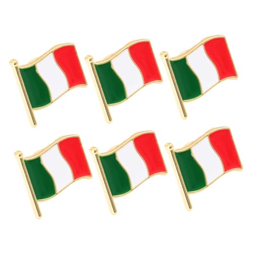 Warmhm 6 Stück Italienische Flagge Brosche Metall Dekorativer Anstecker für Damen und Herren Modisches Accessoire für Party und Alltag Stilvoller Italienischer Lapel Pin von Warmhm
