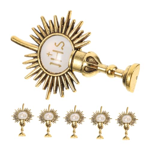 Warmhm 6 Stück Teiliges Chalice Kreuz Anstecknadel aus Zinklegierung Leichte Religiöse Broschen zur Erstkommunion Spirituelle Accessoires für Männer Langlebig und Kunstvoll Gestaltet von Warmhm
