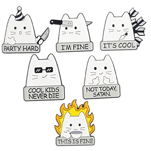 Warmhm 6 Stück Teiliges Katzenbroschen Legierung Niedliche Cartoon Anstecker für Kleidung Dekorative Emaille Pins Accessoire für Katzenliebhaber von Warmhm