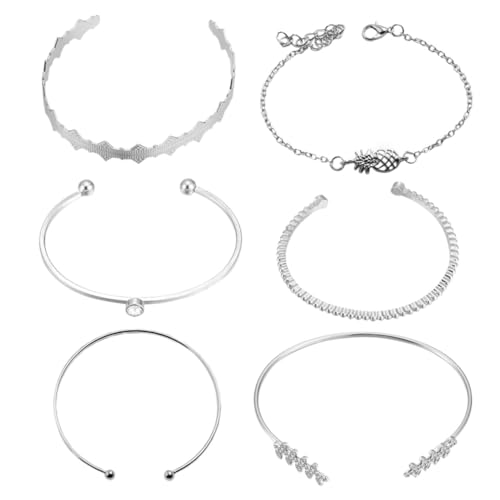 Warmhm 6 Stück Teiliges Kreatives Damenarmband set Verstellbare Offene Armreifen mit Ananas Ähren design Feine Handarbeit Modischer Schmuck für Alltag Party Hochzeit von Warmhm
