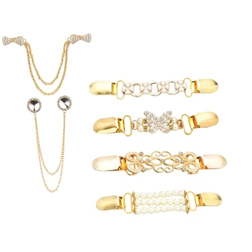 Warmhm 6 Stück Teiliges Set Pullover Clips für Damen Goldene Broschen für Strickjacken Schals und Kleider für Formelle und Lässige Anlässe Einfach zu Bedienen und von Warmhm