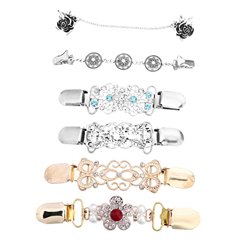 Warmhm 6 Stück Teiliges Strickjacken Clips für Damen Pullover Schal Clips mit Glattem Sicherem Halt Elegantes Design Praktische Broschen zur Kleidungssicherung von Warmhm