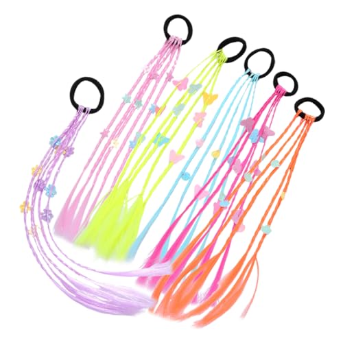 Warmhm 6Stücke Geflochtene Perücken Haarseile Für Dekorative Haargummis Mit Verstellbarem Band Farbige Haarverlängerungen Für Partys Und Freizeit Für Verschiedene Kopfgrößen von Warmhm