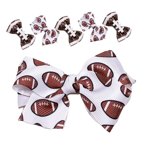 Warmhm 6st Fußball Haarnadel Fußball-haargummis Für Mädchen Rugby-haarschleifen Fußball-mädchen-accessoires Fußballbögen Für Babymädchen Kinder-fußball-haarnadeln Rugby-haarnadel Eisen von Warmhm