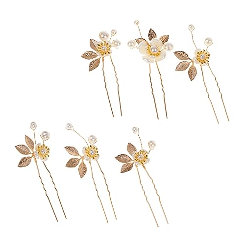 Warmhm 6stücke Teiliges Blumendesign Haarspangen Für Bräute Elegante Hochzeits Haarnadeln Haarforken Für Frauen Goldene U-form Haarschmuck Kombination von Warmhm