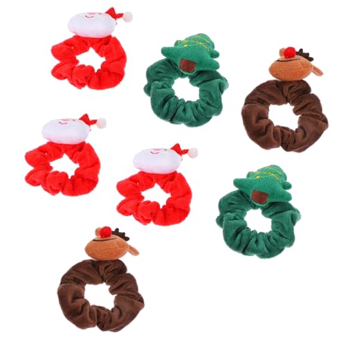 Warmhm 7 Stück Weihnachtliche Haargummis Teiliges mit Rentier Weihnachtsbaum und Weihnachtsmann Design Elastische Scrunchies für Damen für Festliche Anlässe und Hairstyles von Warmhm