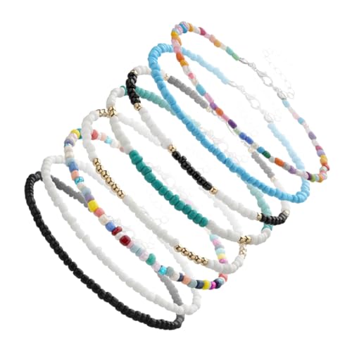 Warmhm 8stücke Fußkette Perlen Bunte Fußkettchen Handgemachte Fußdekor Perlenfußkettchen Für Frauen Elegante Fußkette Verstellbar Für Strandpartys Hochzeiten von Warmhm