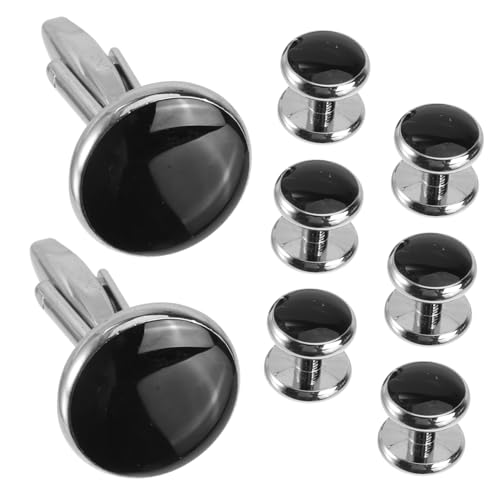 Warmhm 8 Stück Herren Manschettenknöpfe Set Teiliges Elegantes Frackknopf Set mit Silbernen Cufflinks Stylischen Manschettenknöpfen für Formelle Anlässe und Partys von Warmhm