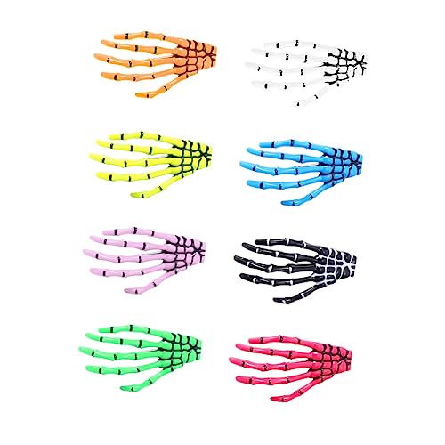 Warmhm 8 Stück Teiliges Halloween Haarschmuck Skeletthand Haarspangen Bunte Haarklammern für Damen Kostümparty Bühnenauftritt von Warmhm