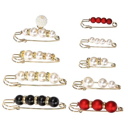 Warmhm 9Stücke Teiliges Broschen Clips mit Perlen für Damen Cardigan Schal Pullover Hemd Fixierung Dekoration von Warmhm