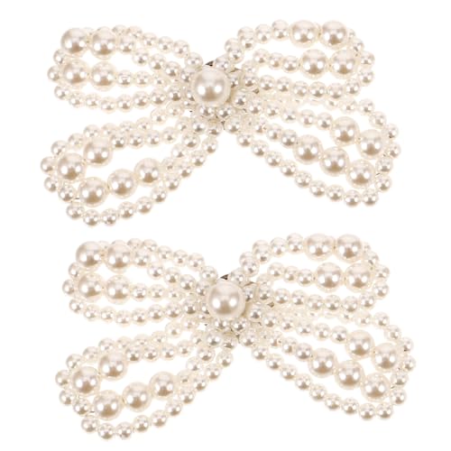 Warmhm Abnehmbare Perlen Schleifen Schuhclips für Damen Stilvolle Dekorative Schuhschnallen Vielseitige High Heel Schuhanhänger für Party Hochzeit und Alltag Weiß von Warmhm