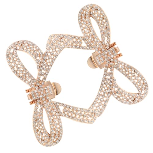 Warmhm Abnehmbare Schuhschnallen mit Schleifen Design Eleganter Damenschuhschmuck für Hochzeit und Party Clip Schuhdekoration Goldfarbene Strass Schuhclips für Pumps von Warmhm