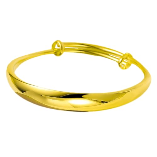 Warmhm Armband Damen aus Massivem Messing Verdickter Push pull Armreif mit Glatter Oberfläche Einfaches Design Langlebiger Schmuck für Alltag und Besondere Anlässe Geschenkidee für von Warmhm