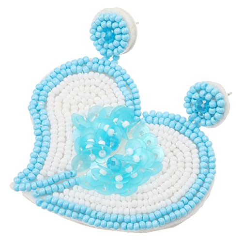 Warmhm Asymmetrische Handgefertigte Herz Ohrringe mit Perlen Dangle Ohrringe für Damen Boho Stil für Strand Geburtstag Hochzeit und Valentinstag Auffälliges Design von Warmhm