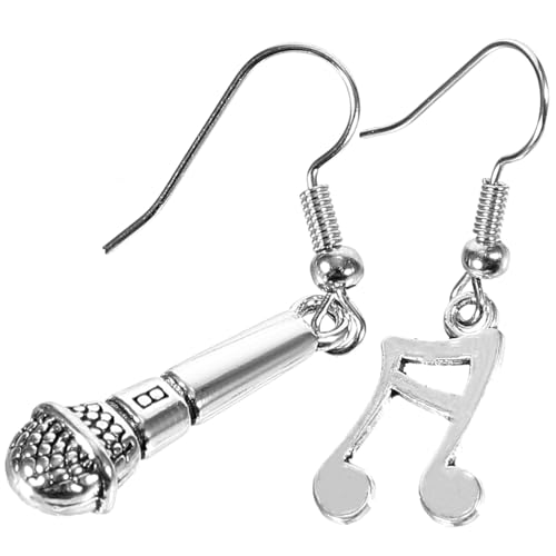 Warmhm Asymmetrische Mikrofon Ohrhänger Musiknote Dangle Ohrringe Damen Musikliebhaber Schmuck für Party Hochzeit Geburtstag von Warmhm