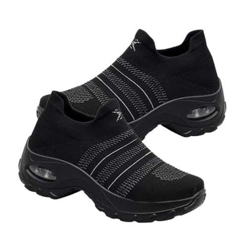 Warmhm Atmungsaktive Dicke Sohle Sportschuhe mit Netzgewebe rutschfeste Freizeitschuhe für Herren Leichte Stabile Absätze für Reisen und Langes Gehen Schwarz von Warmhm