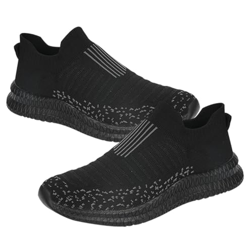 Warmhm Atmungsaktive Mesh Laufschuhe Herren Leichte Sportschuhe mit Rutschfester Verschleißfester Sohle Elastisch und für Outdoor Fitness und Alltag für Frühling und Sommer Schwarz von Warmhm