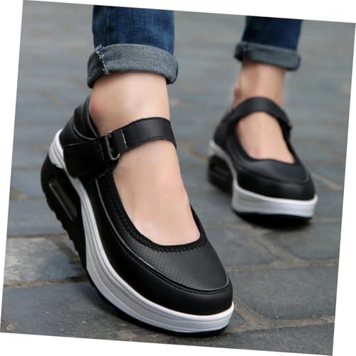 Warmhm Atmungsaktive Sportschuhe Damen Schwarz rutschfeste Stoßdämpfende Sneakers mit Luftgepolsterter Sohle Modisch Angenehm Langlebig Leichte Freizeitschuhe für Frühling und Herbst von Warmhm