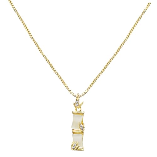 Warmhm Bambus Glieder Halskette aus Metall Leicht und Langlebig Eleganter Damen Schmuck mit Schlichtem Bambus Anhänger Komfortabel und Vielseitig Kombinierbar Kette für Alltag und Warmhm Bambus Glieder Halskette aus Metall Leicht und Langlebig Eleganter Damen Schmuck mit Schlichtem Bambus Anhänger Komfortabel und Vielseitig Kombinierbar Kette für Alltag und von Warmhm