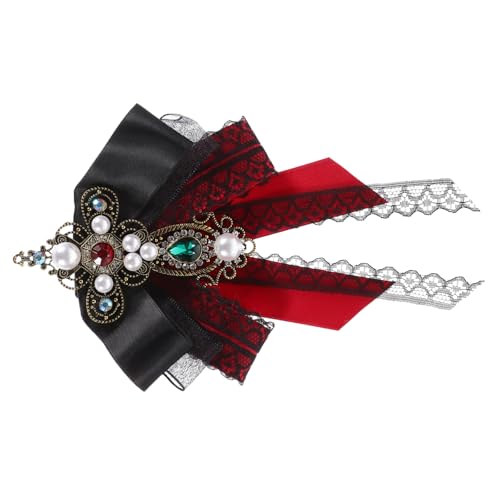 Warmhm Barock Stil Große Spitzen Schleifenbrosche Modische Anstecknadel für Damen Leichter Metallstoff Eleganter Roter Knoten Geeignet für Anzug Kleid Party und Festliche Events von Warmhm