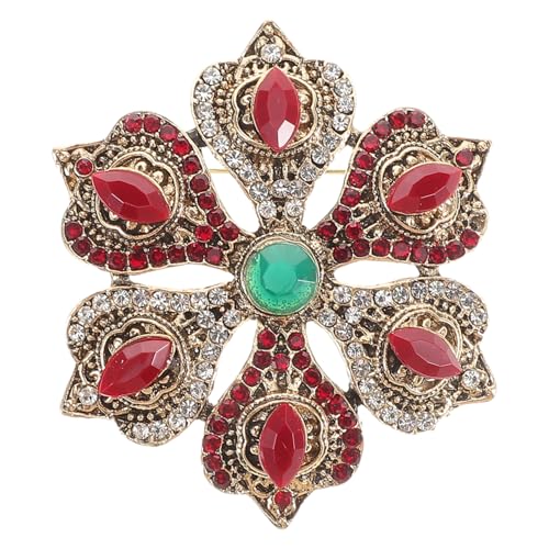 Warmhm Barocke Vintage Brosche für Frauen Antik Gold Rot Weihnachtsmotiv Anstecknadel Festliche Accessoires für Kleidung und Dainty Schmuck für Besondere Anlässe von Warmhm